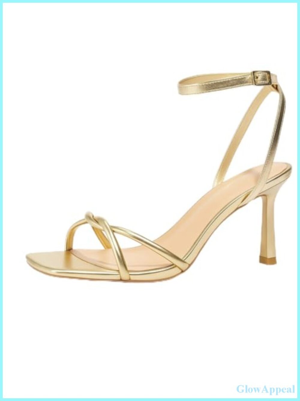 Oilyong Kitten Heel Sandals Strappy Square Toe Faux Leather Women's